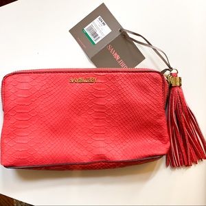 NWT Sam & Libby salmon / pink clutch with tassel